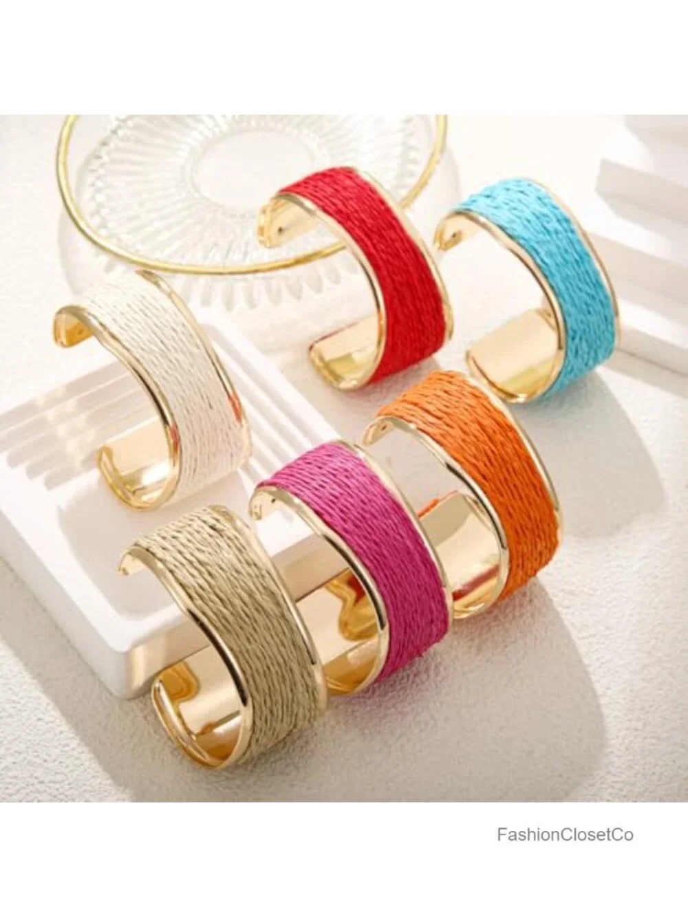 Raffia Irregular Wave Cuff Bracelet, Chunky Bangle Wide Open Cuff Statement